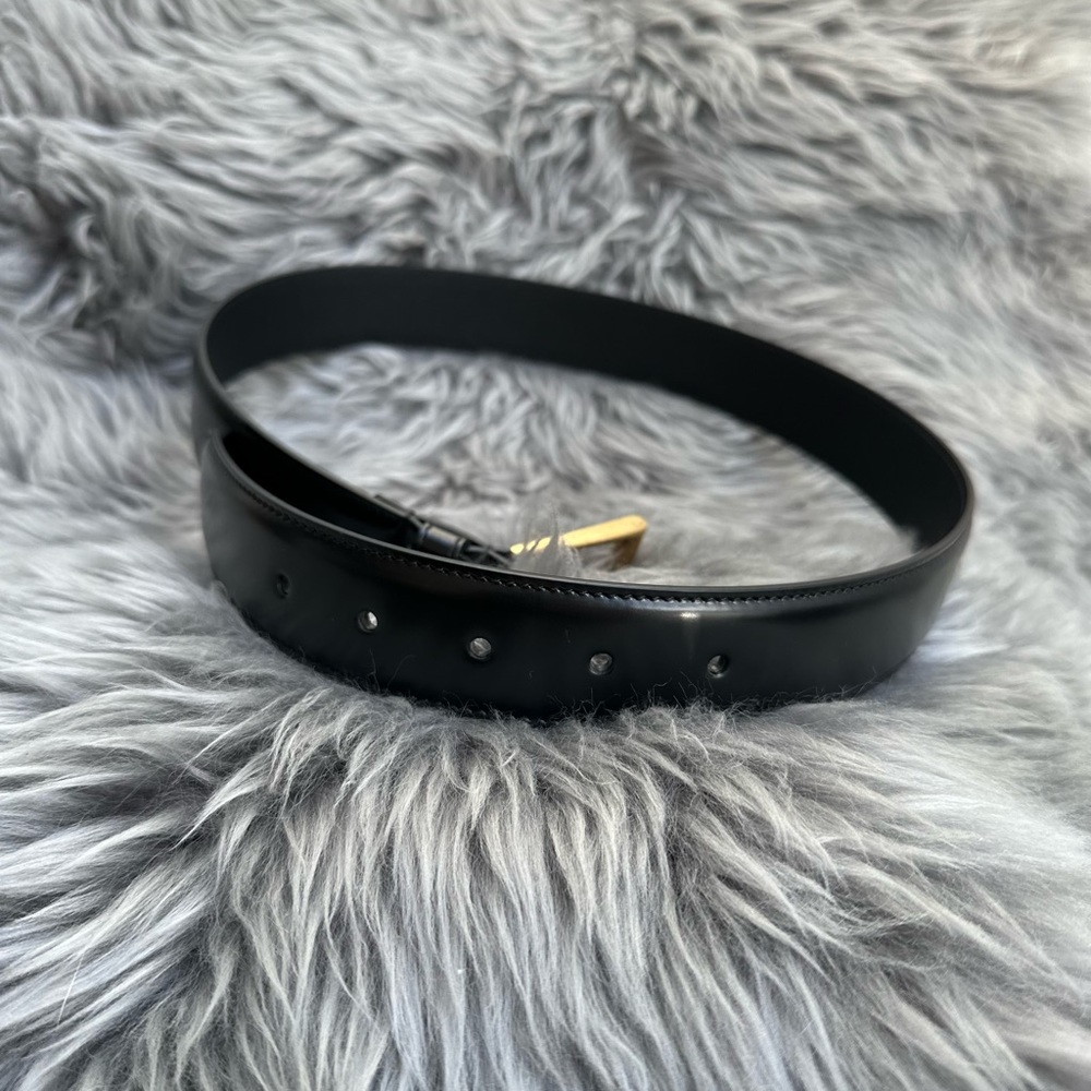 GUCCI leather belt with web - Picture 2 of 4